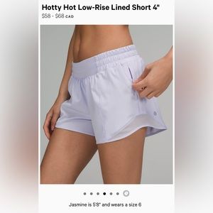 Lululemon Hotty Hot Low-Rise Lined Short 4"